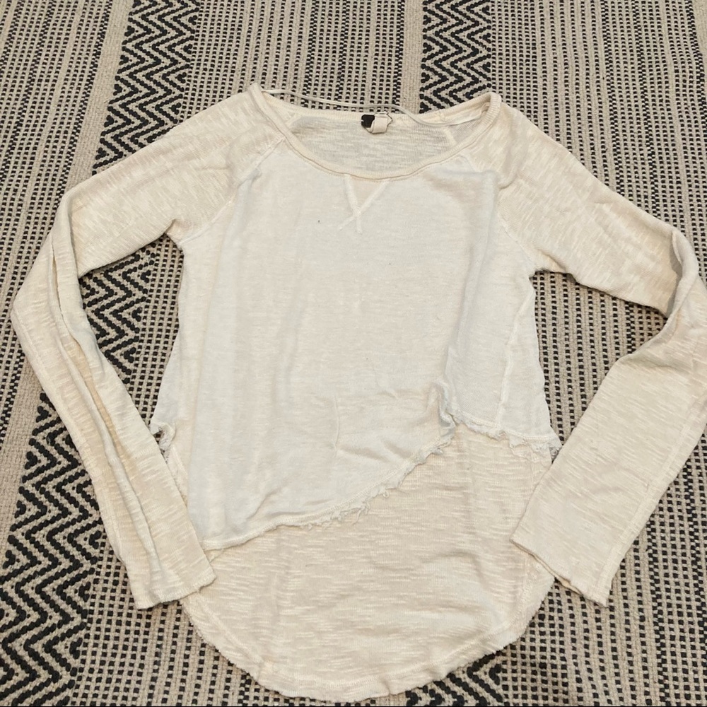 Free People Distressed Waffle Knit Shirt